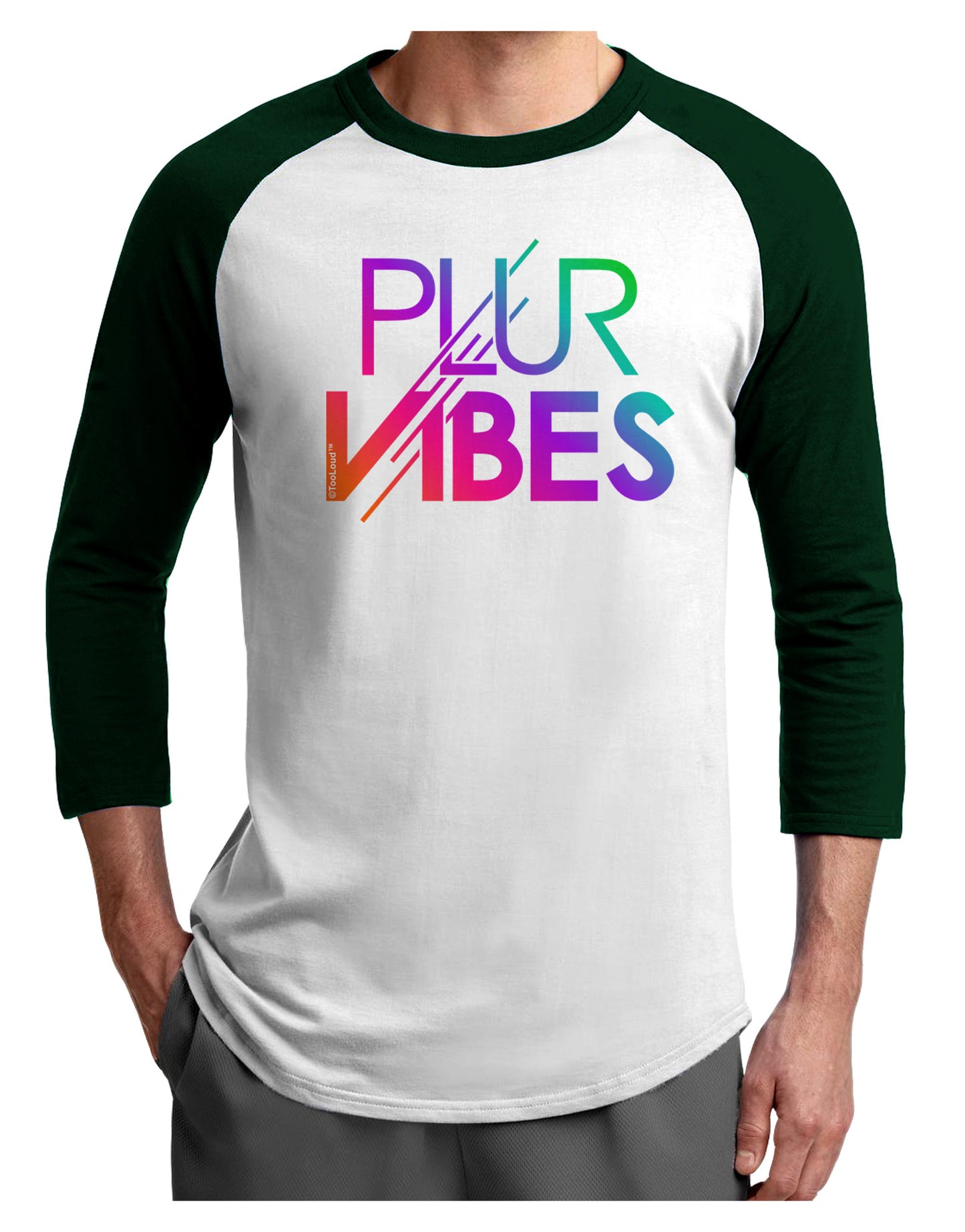 PLUR Vibes Adult Raglan Shirt-Raglan Shirt-TooLoud-White-Forest-X-Small-Davson Sales