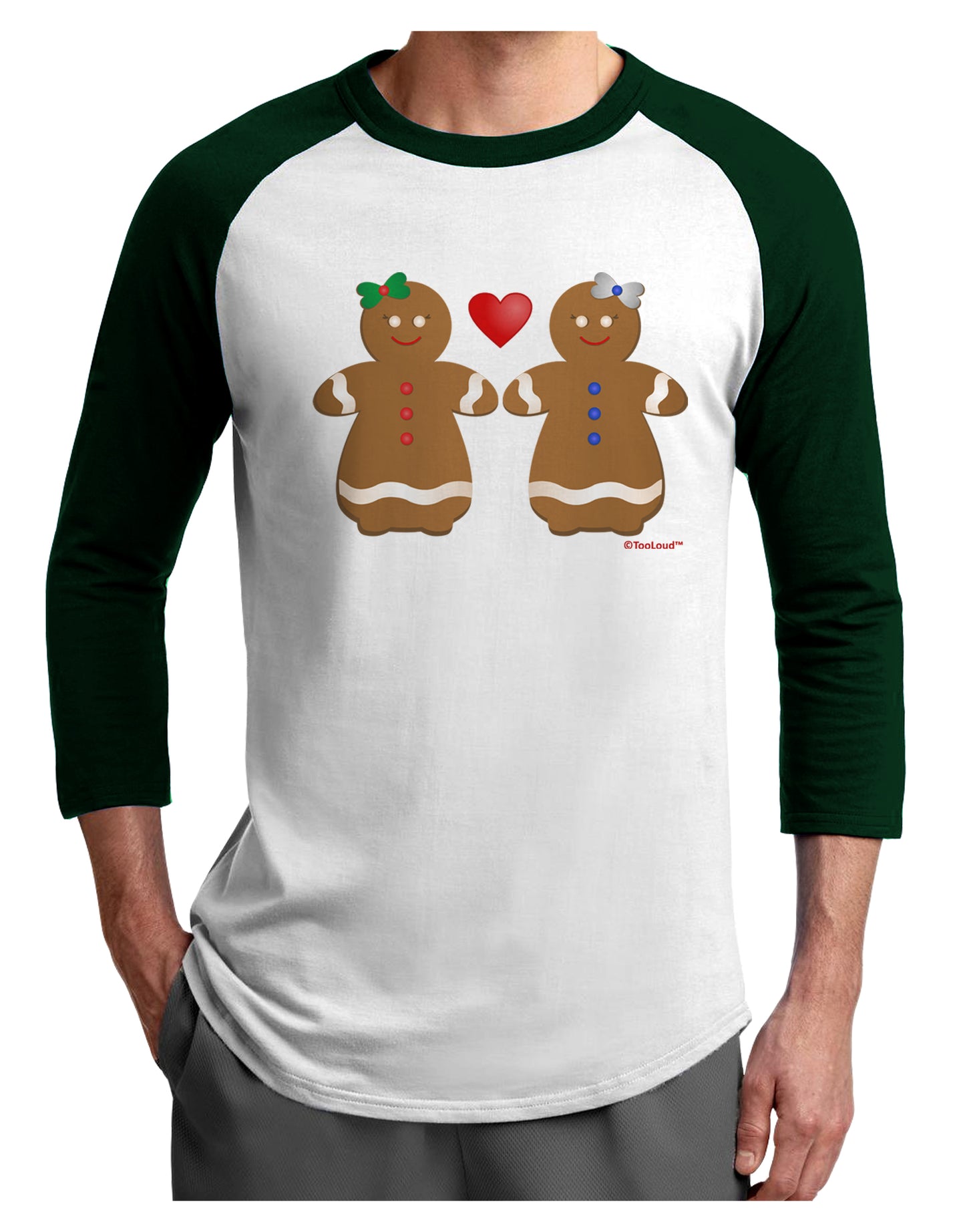Gingerbread Woman Couple Adult Raglan Shirt by TooLoud-TooLoud-White-Forest-X-Small-Davson Sales