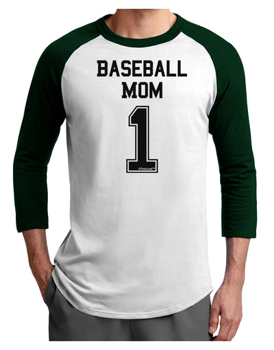 Baseball Mom Jersey Adult Raglan Shirt-TooLoud-White-Forest-X-Small-Davson Sales