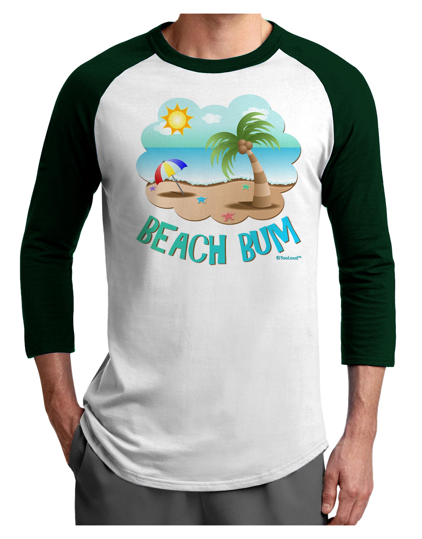 Fun Summer Beach Scene - Beach Bum Adult Raglan Shirt by TooLoud-TooLoud-White-Forest-X-Small-Davson Sales