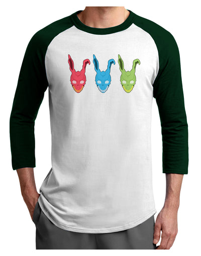 Scary Bunny Tri-color Adult Raglan Shirt-TooLoud-White-Forest-X-Small-Davson Sales