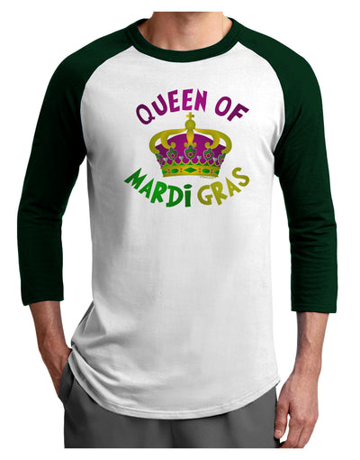 Queen Of Mardi Gras Adult Raglan Shirt-Raglan Shirt-TooLoud-White-Forest-X-Small-Davson Sales