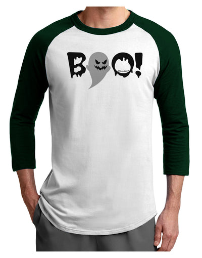 Scary Boo Text Adult Raglan Shirt-Raglan Shirt-TooLoud-White-Forest-X-Small-Davson Sales
