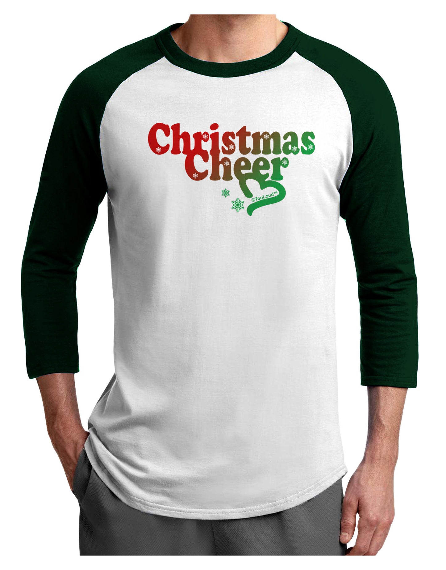 Christmas Cheer Color Adult Raglan Shirt-Raglan Shirt-TooLoud-White-Forest-X-Small-Davson Sales