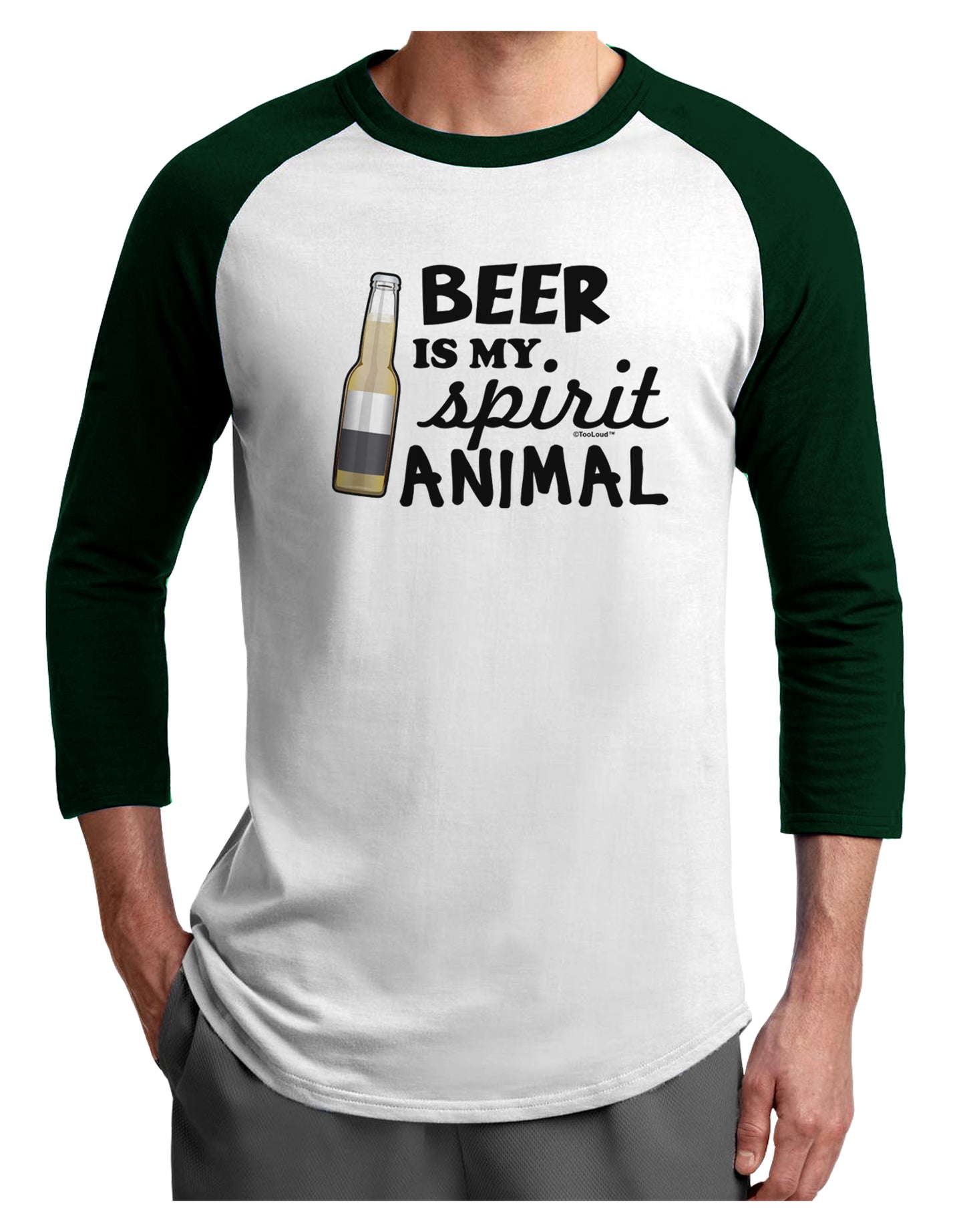 Beer Is My Spirit Animal Adult Raglan Shirt-Raglan Shirt-TooLoud-White-Forest-X-Small-Davson Sales