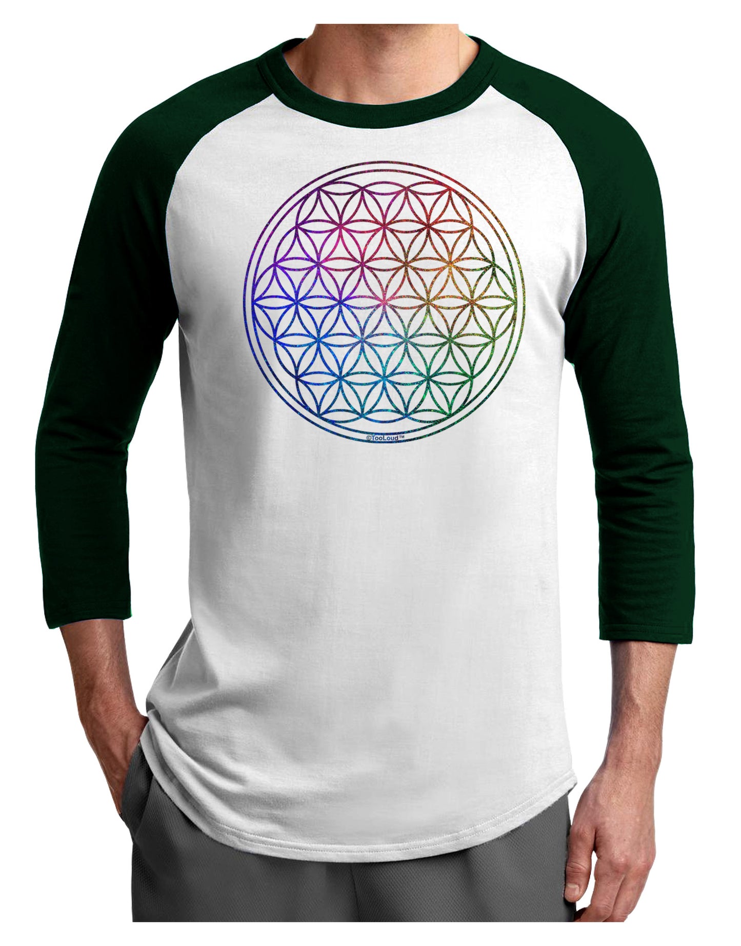 Flower of Life Circle Adult Raglan Shirt-Raglan Shirt-TooLoud-White-Forest-X-Small-Davson Sales
