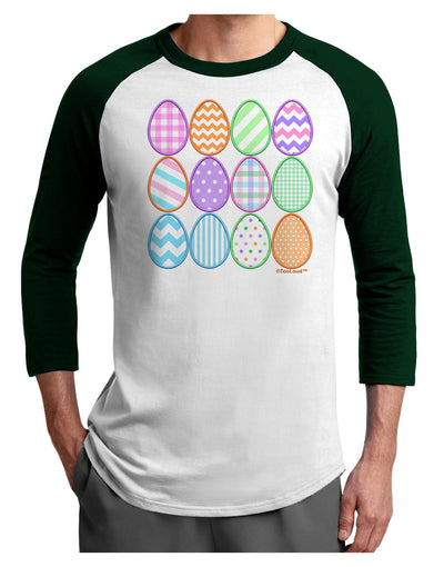 Cute Faux Applique Easter Eggs Adult Raglan Shirt-Raglan Shirt-TooLoud-White-Forest-X-Small-Davson Sales