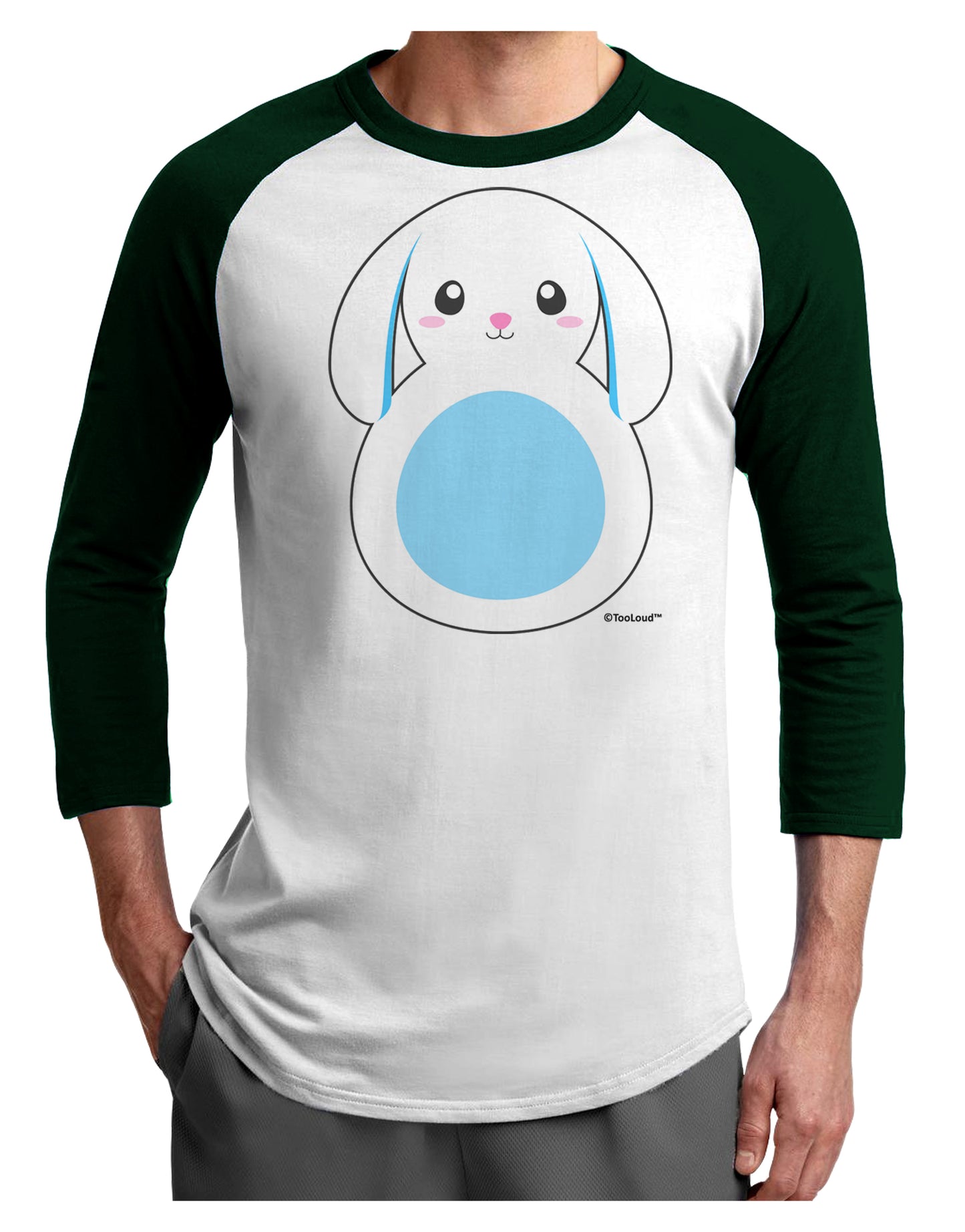 Cute Bunny with Floppy Ears - Blue Adult Raglan Shirt by TooLoud-TooLoud-White-Forest-X-Small-Davson Sales
