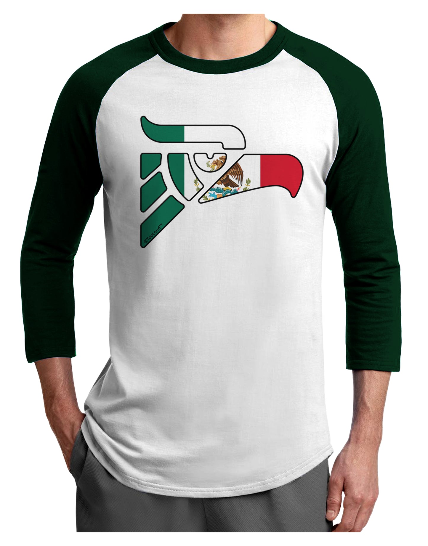 Hecho en Mexico Eagle Symbol - Mexican Flag Adult Raglan Shirt by TooLoud-TooLoud-White-Forest-X-Small-Davson Sales