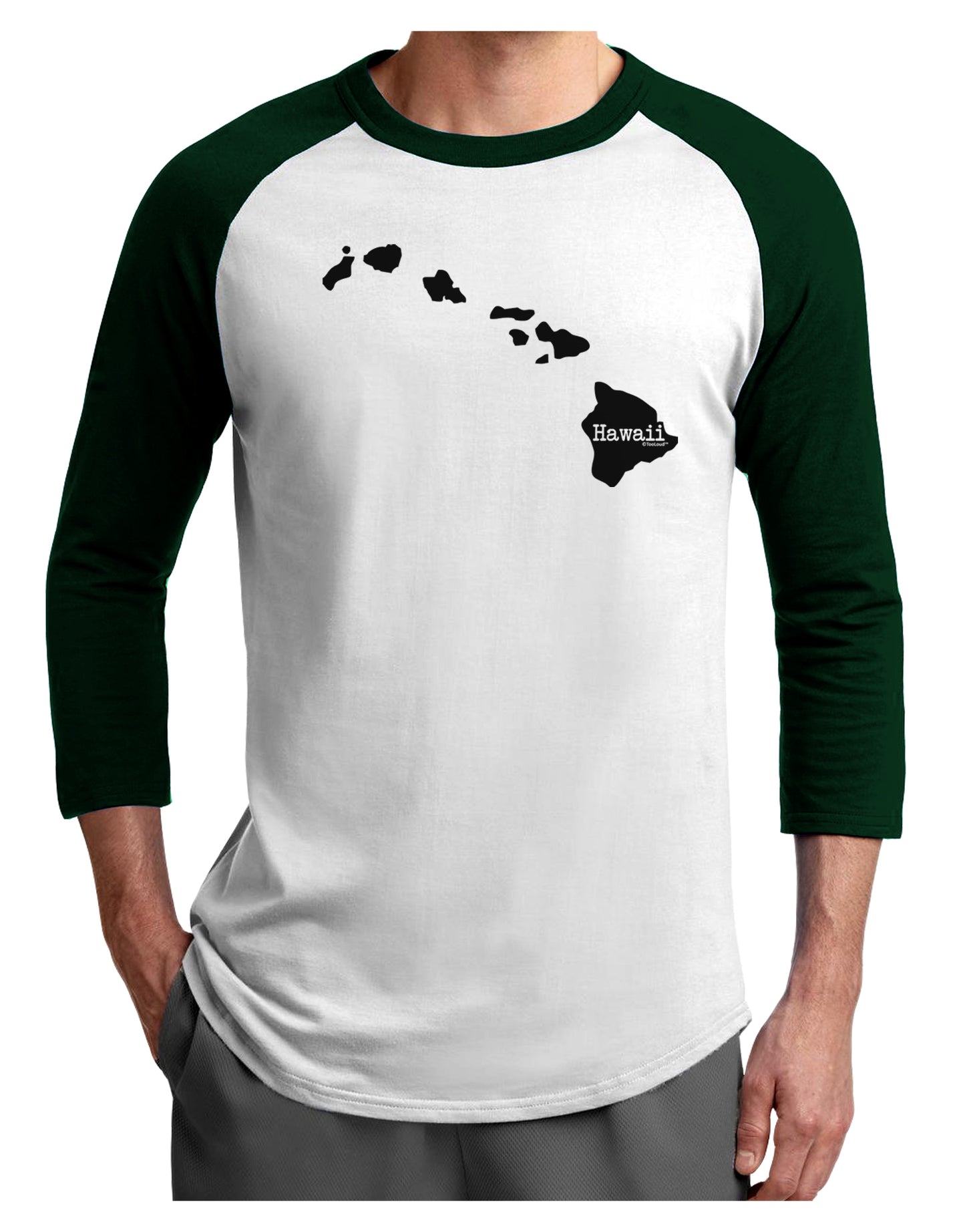 Hawaii - United States Shape Adult Raglan Shirt by TooLoud-TooLoud-White-Forest-X-Small-Davson Sales
