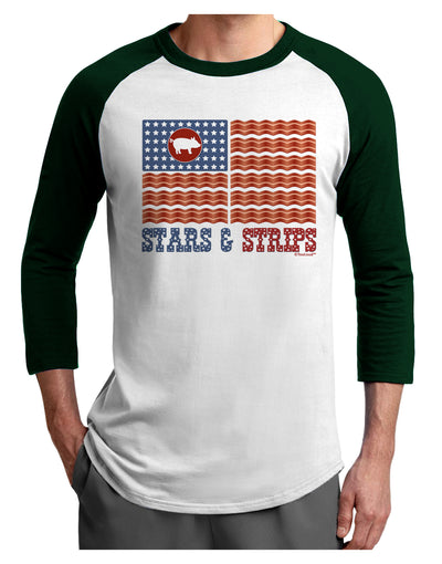 American Bacon Flag - Stars and Strips Adult Raglan Shirt-TooLoud-White-Forest-X-Small-Davson Sales