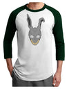 Scary Bunny Face Adult Raglan Shirt-TooLoud-White-Forest-X-Small-Davson Sales