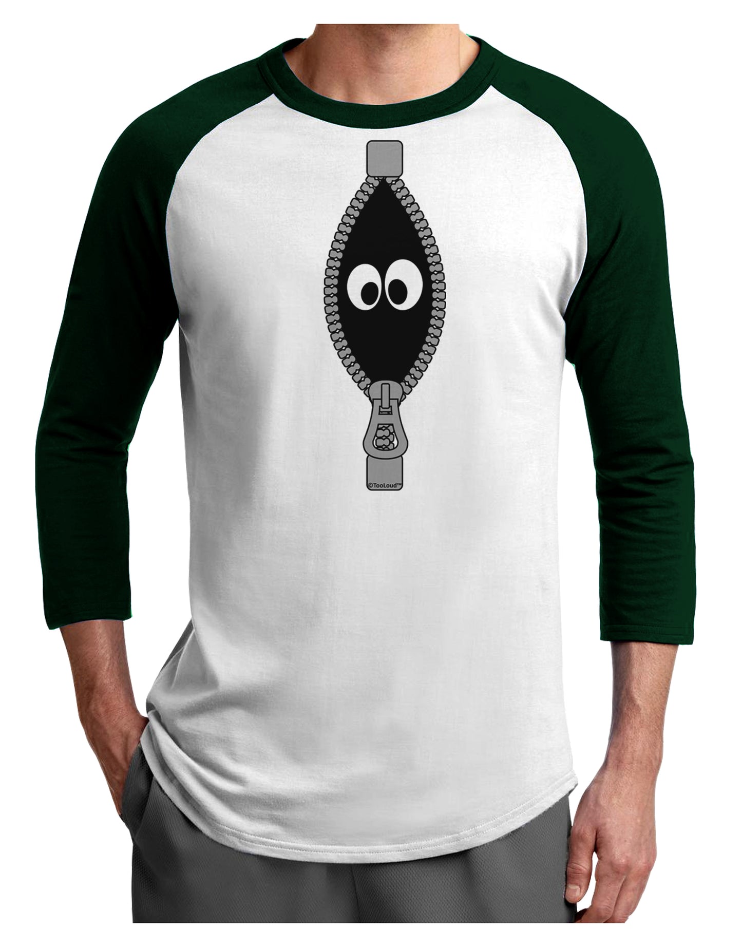 Funny Eyes Peeking Out of Zipper Adult Raglan Shirt by TooLoud-TooLoud-White-Forest-X-Small-Davson Sales