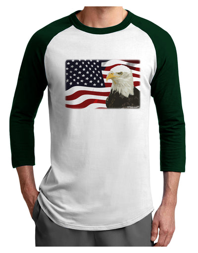 Patriotic USA Flag with Bald Eagle Adult Raglan Shirt by TooLoud-TooLoud-White-Forest-X-Small-Davson Sales
