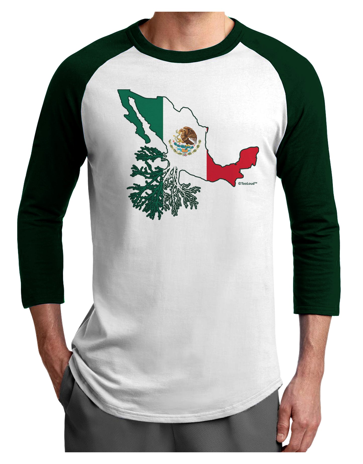 Mexican Roots - Mexico Outline Mexican Flag Adult Raglan Shirt by TooLoud-TooLoud-White-Forest-X-Small-Davson Sales