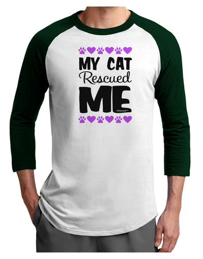 My Cat Rescued Me Adult Raglan Shirt-TooLoud-White-Forest-X-Small-Davson Sales