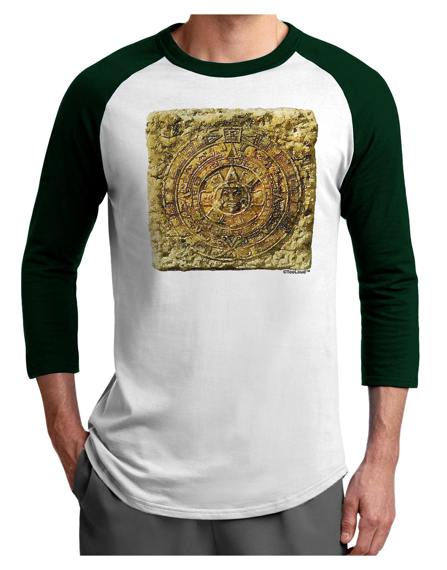Stone Carving Sepia Adult Raglan Shirt-TooLoud-White-Forest-X-Small-Davson Sales