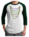 Mardi Gras Beads Necklaces Adult Raglan Shirt-Raglan Shirt-TooLoud-White-Forest-X-Small-Davson Sales