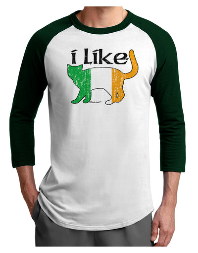 I Like Irish Cat Silhouette Adult Raglan Shirt by TooLoud-TooLoud-White-Forest-X-Small-Davson Sales