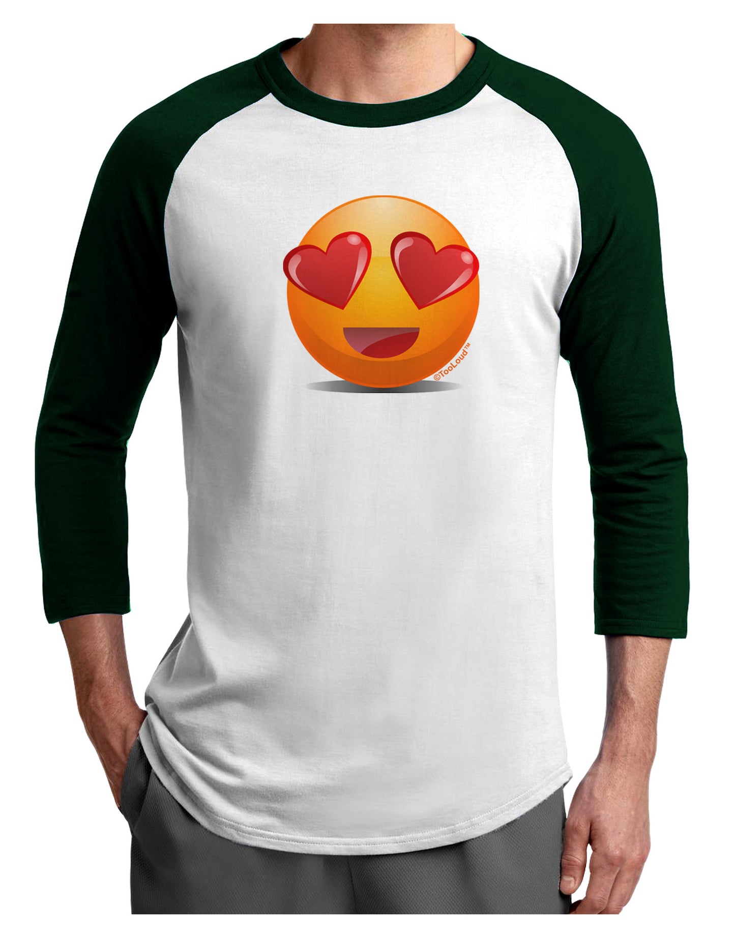 Heart Eye Emoji Adult Raglan Shirt-Raglan Shirt-TooLoud-White-Forest-X-Small-Davson Sales