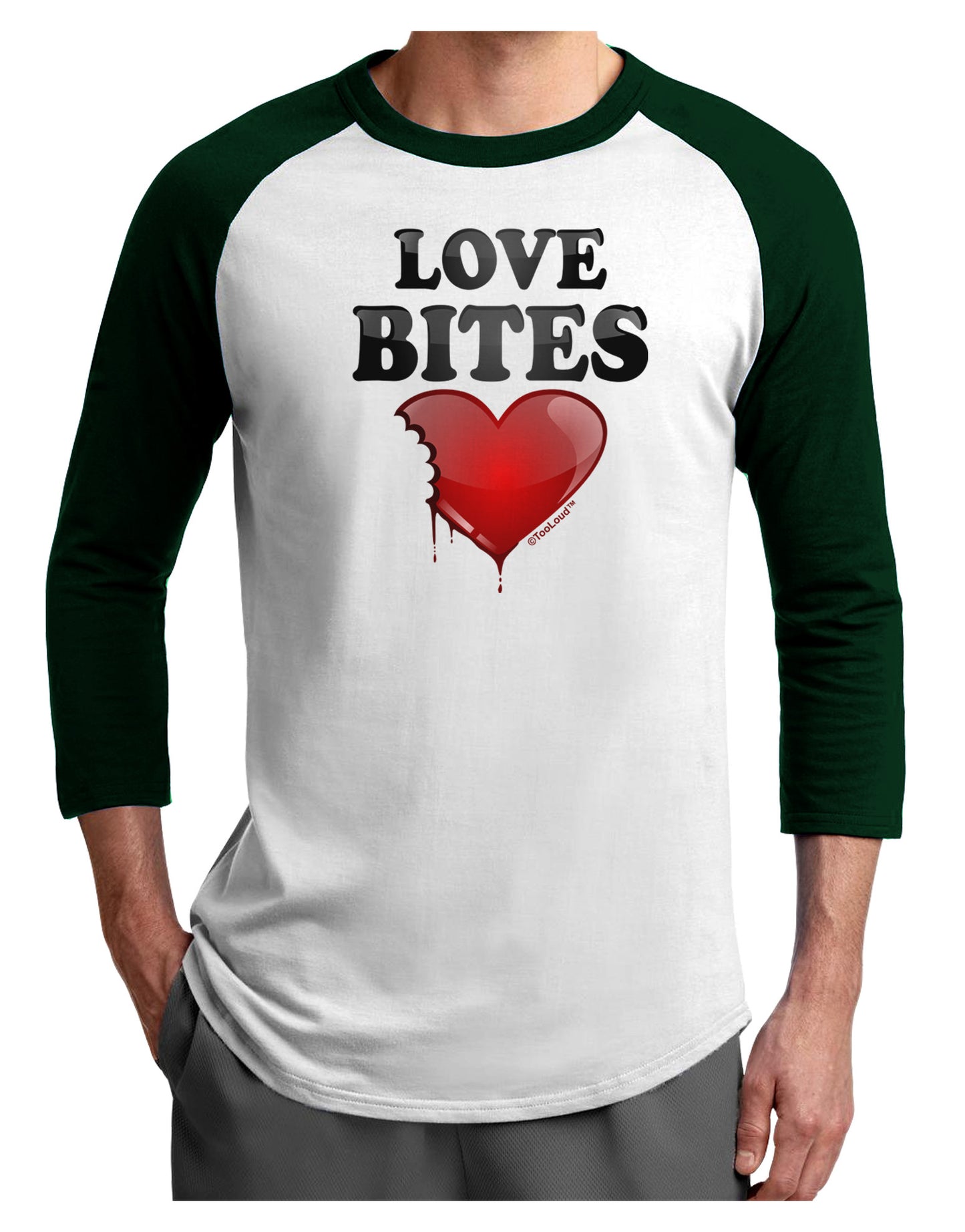 Love Bites Adult Raglan Shirt-Raglan Shirt-TooLoud-White-Forest-X-Small-Davson Sales