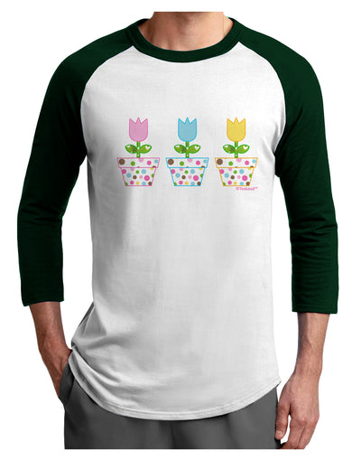 Three Easter Tulips Adult Raglan Shirt by TooLoud-TooLoud-White-Forest-X-Small-Davson Sales