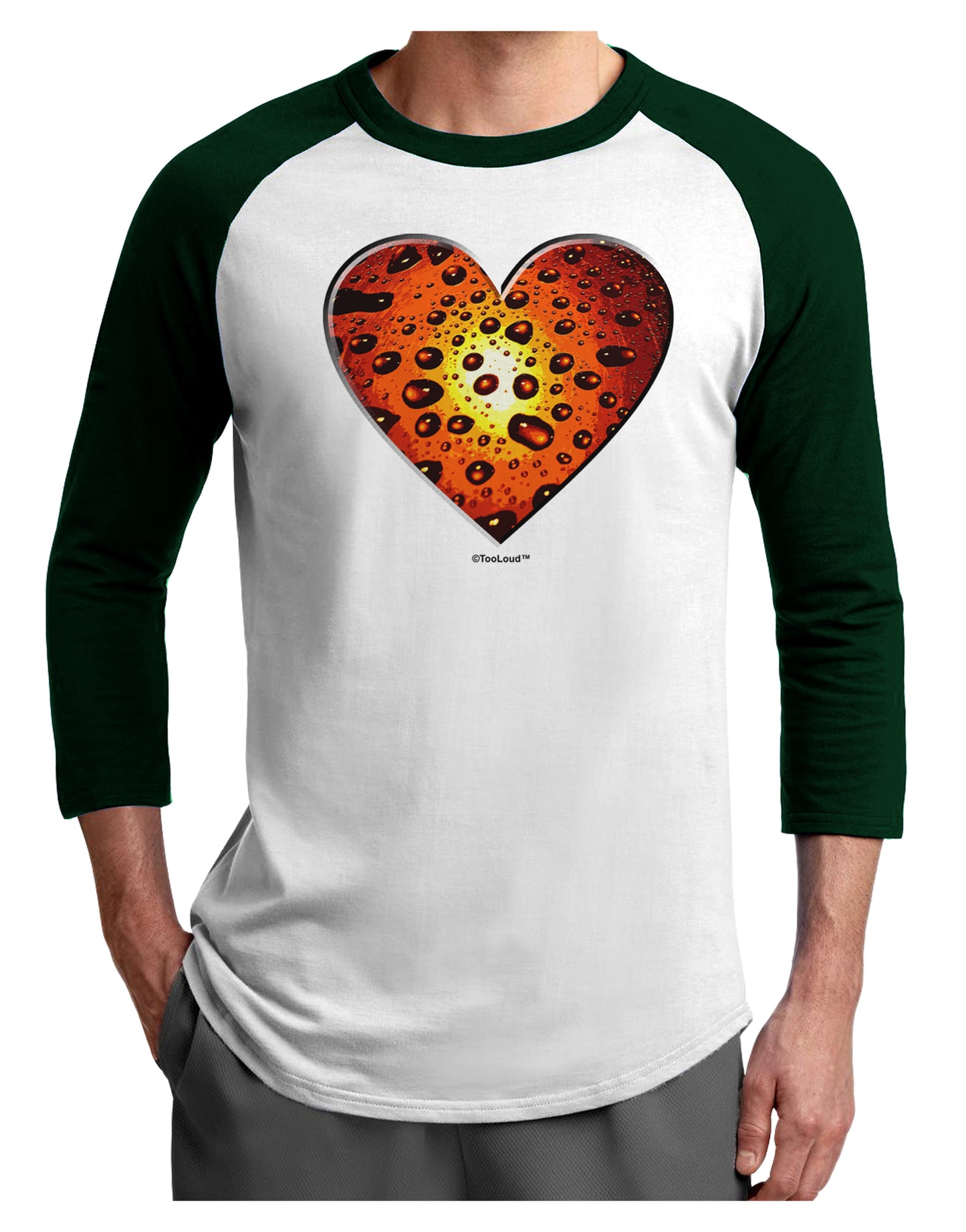 Water Droplet Heart Orange Adult Raglan Shirt by TooLoud-TooLoud-White-Forest-X-Small-Davson Sales