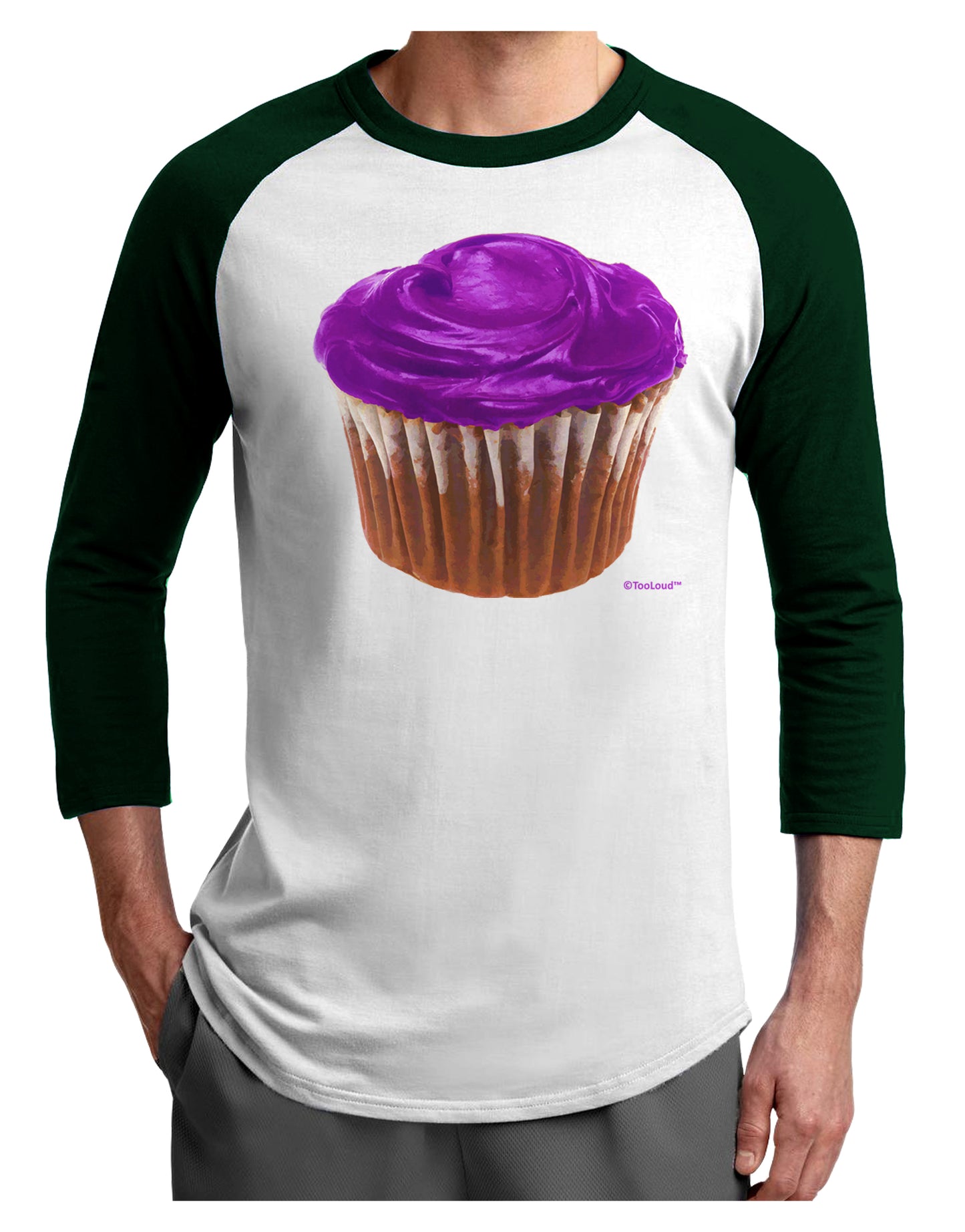 Giant Bright Purple Cupcake Adult Raglan Shirt by TooLoud-TooLoud-White-Forest-X-Small-Davson Sales
