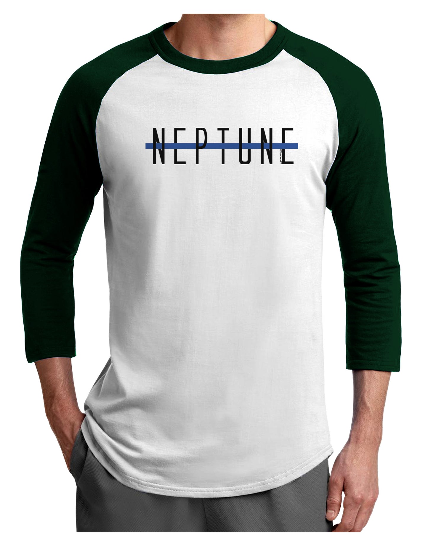 Planet Neptune Text Only Adult Raglan Shirt-Raglan Shirt-TooLoud-White-Forest-X-Small-Davson Sales