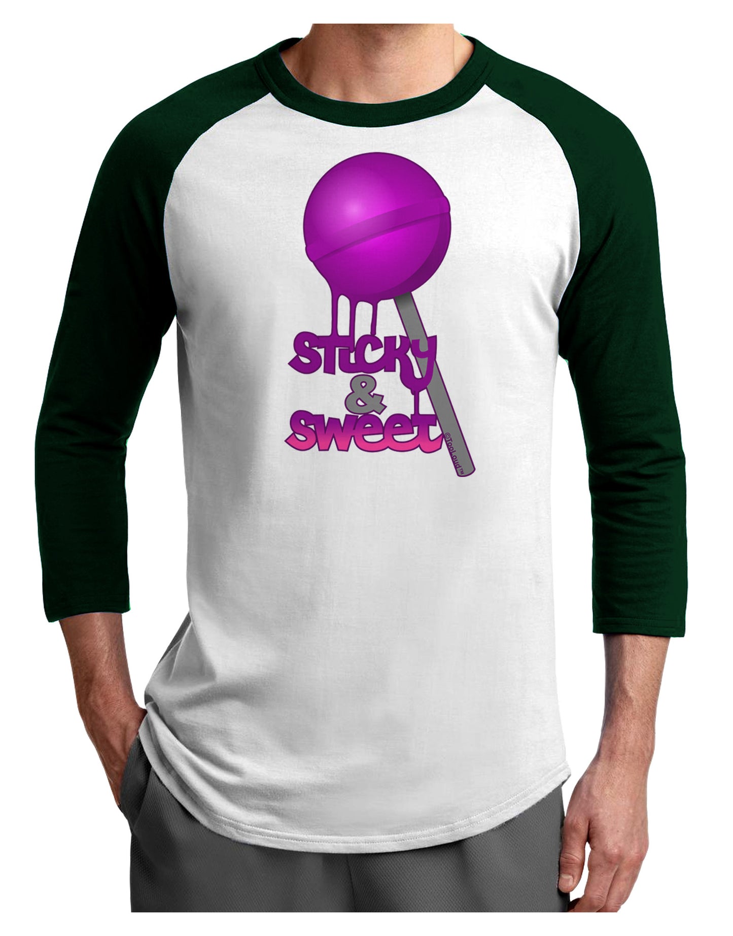 Sticky & Sweet Lollipop Adult Raglan Shirt-Raglan Shirt-TooLoud-White-Forest-X-Small-Davson Sales