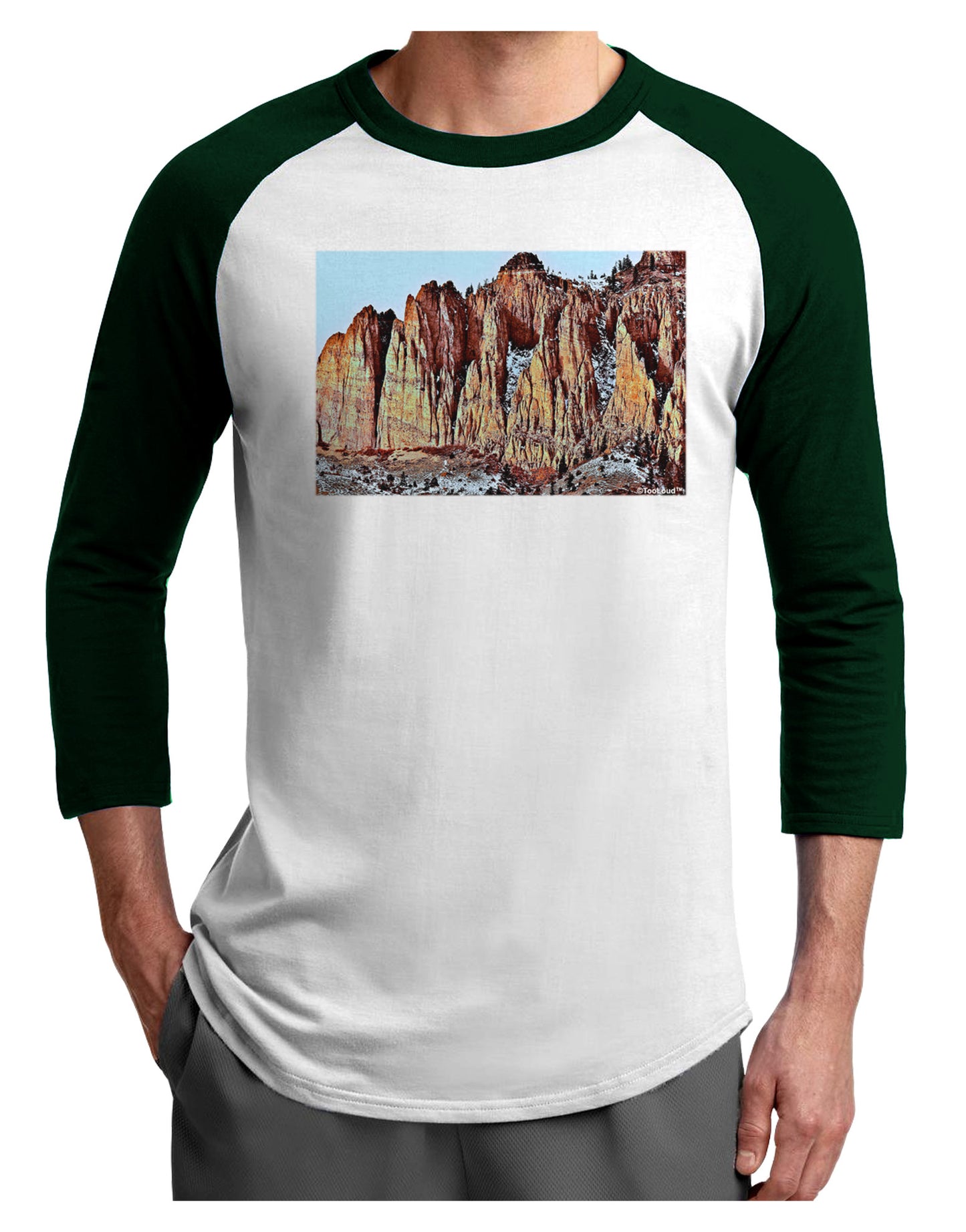 Colorado Mountain Spires Adult Raglan Shirt-TooLoud-White-Forest-X-Small-Davson Sales