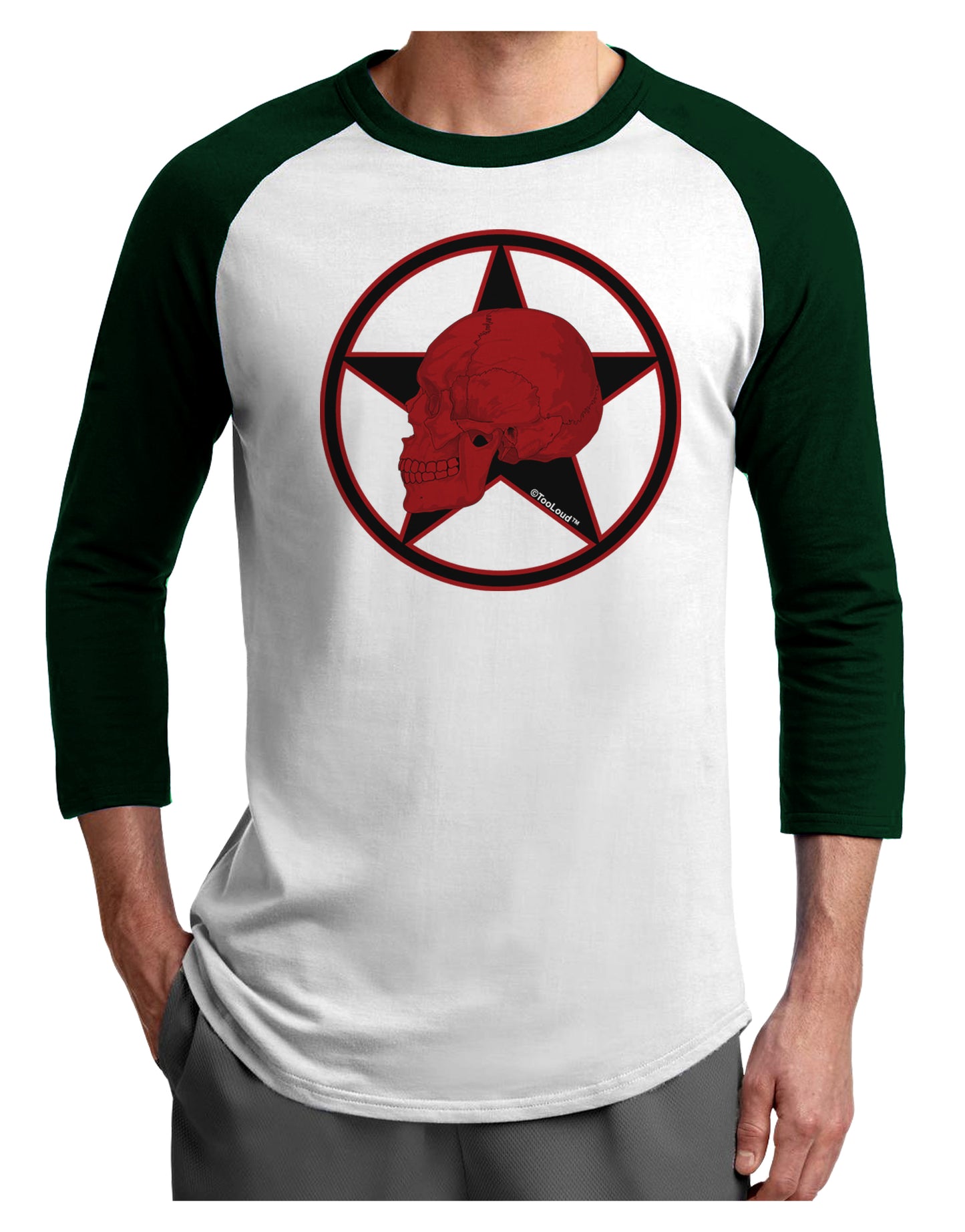 Blood Red Skull Adult Raglan Shirt by TooLoud-TooLoud-White-Forest-X-Small-Davson Sales