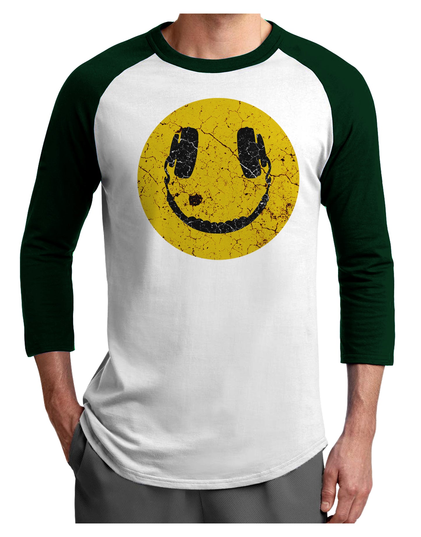 EDM Smiley Face Adult Raglan Shirt by TooLoud-TooLoud-White-Forest-X-Small-Davson Sales