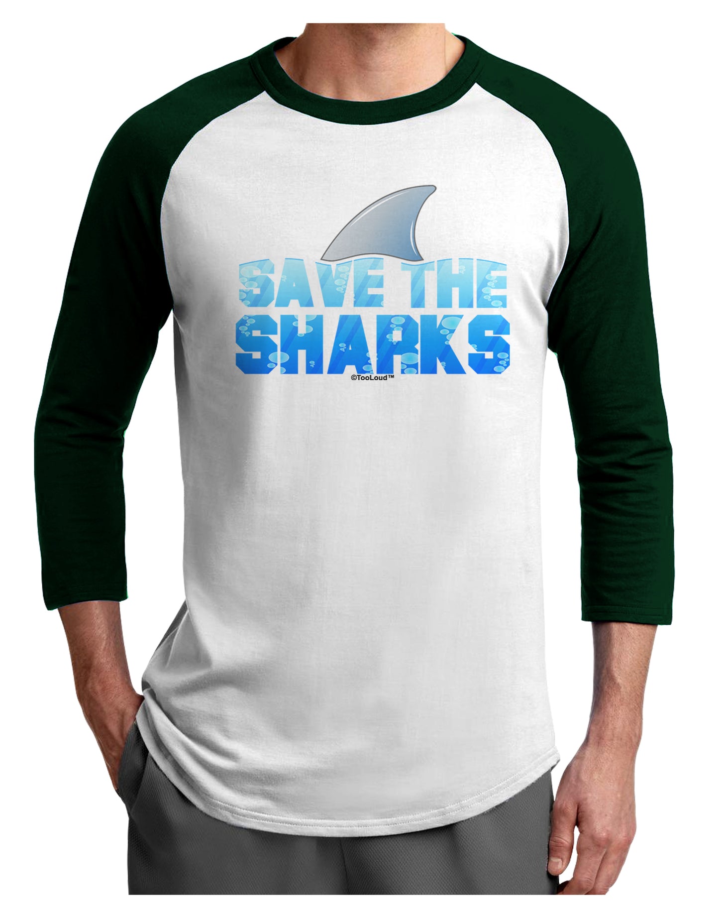 Save The Sharks - Fin Color Adult Raglan Shirt by TooLoud-TooLoud-White-Forest-X-Small-Davson Sales