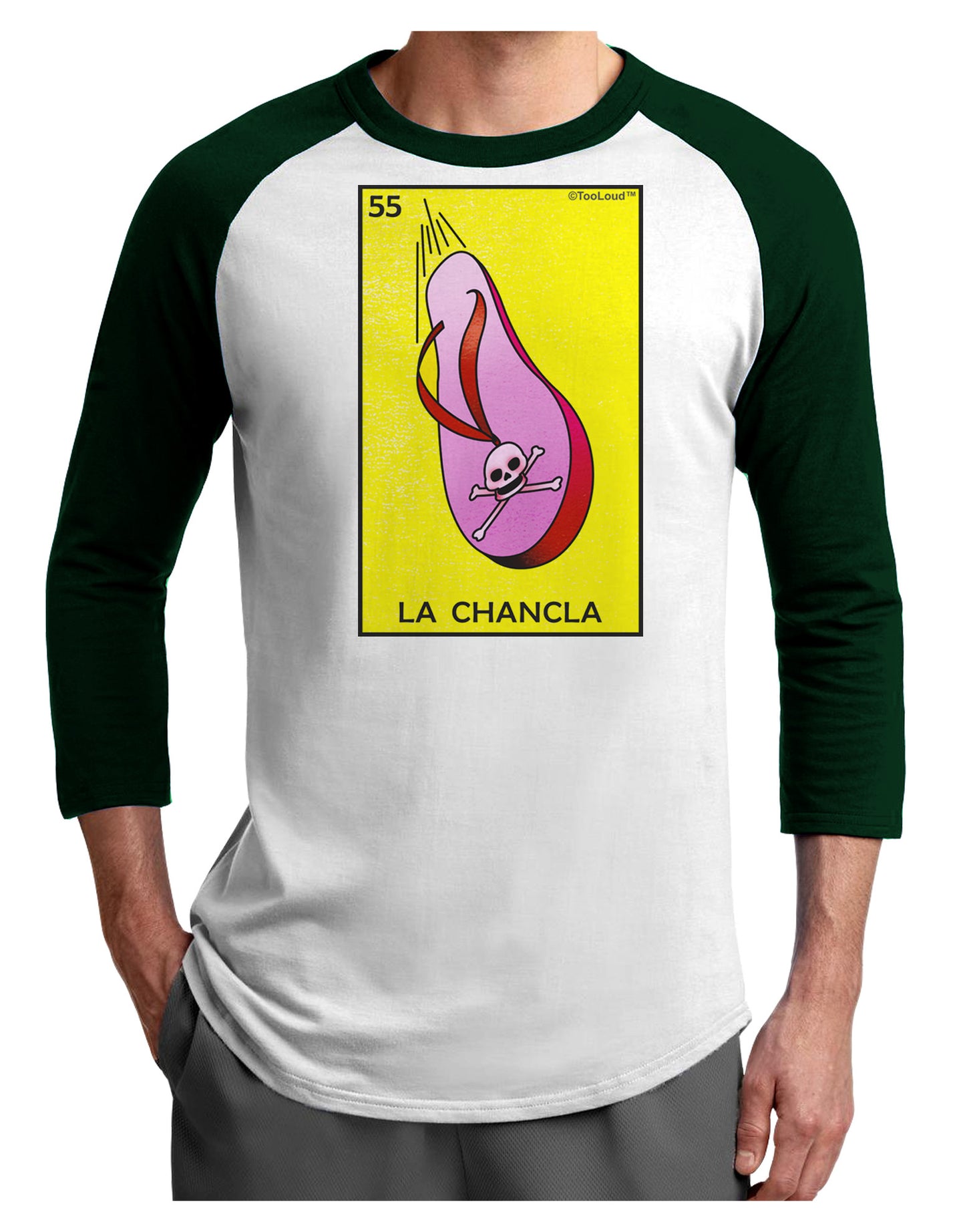 La Chancla Loteria Solid Adult Raglan Shirt by-Raglan Shirt-TooLoud-White-Forest-X-Small-Davson Sales