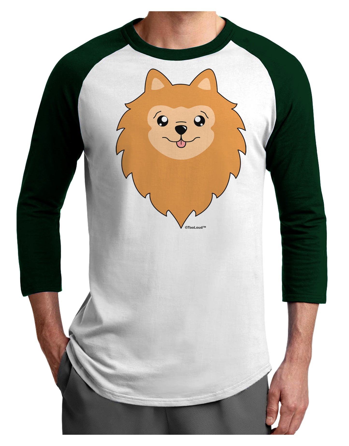 Cute Pomeranian Dog Adult Raglan Shirt by TooLoud-TooLoud-White-Forest-X-Small-Davson Sales