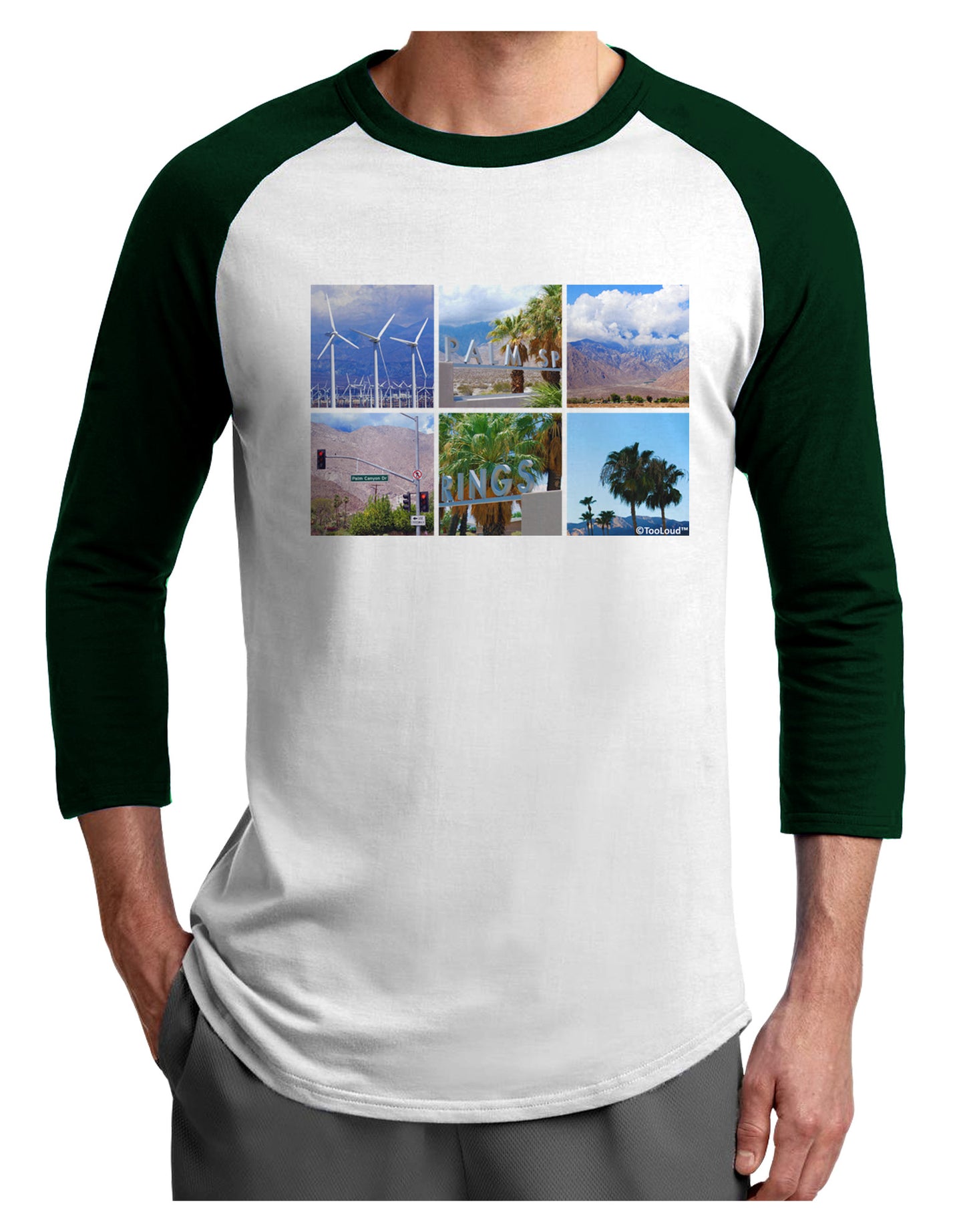 Palm Springs Square Collage Adult Raglan Shirt-TooLoud-White-Forest-X-Small-Davson Sales