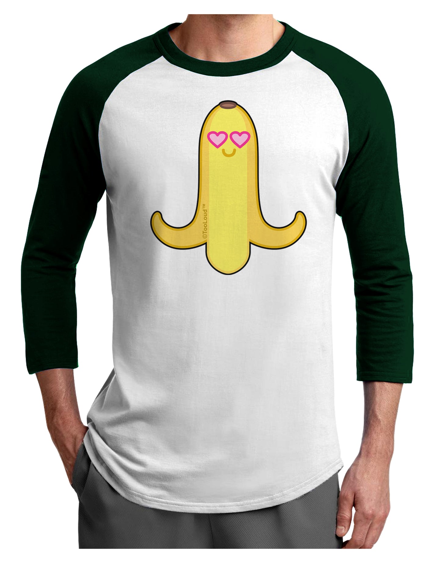 Infatuated Banana - Heart Eyes Adult Raglan Shirt by TooLoud-TooLoud-White-Forest-X-Small-Davson Sales