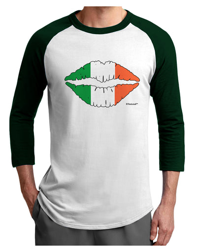 Irish Flag Kiss Adult Raglan Shirt by TooLoud-Raglan Shirt-TooLoud-White-Forest-X-Small-Davson Sales