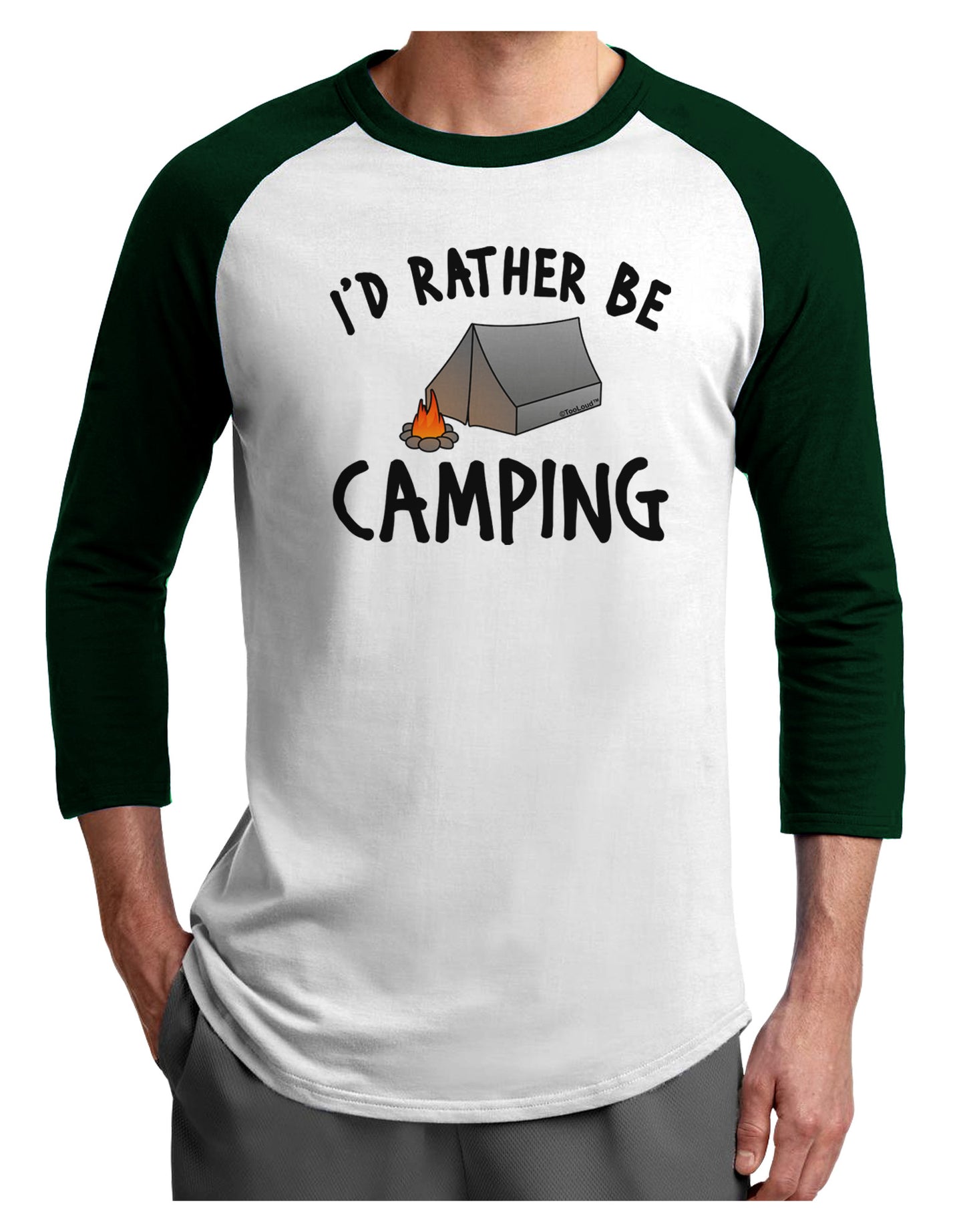 I'd Rather Be Camping Adult Raglan Shirt-Raglan Shirt-TooLoud-White-Forest-X-Small-Davson Sales