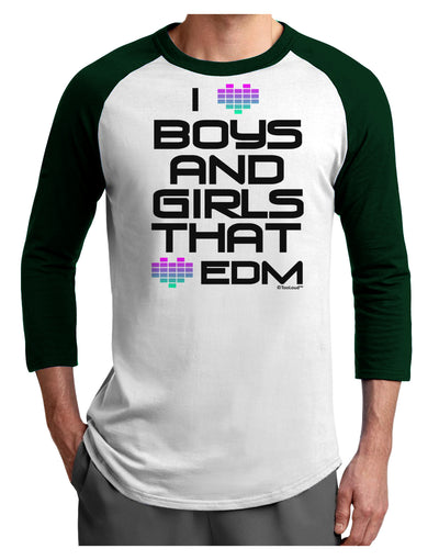 I Heart Boys and Girls That Heart EDM Adult Raglan Shirt-TooLoud-White-Forest-X-Small-Davson Sales