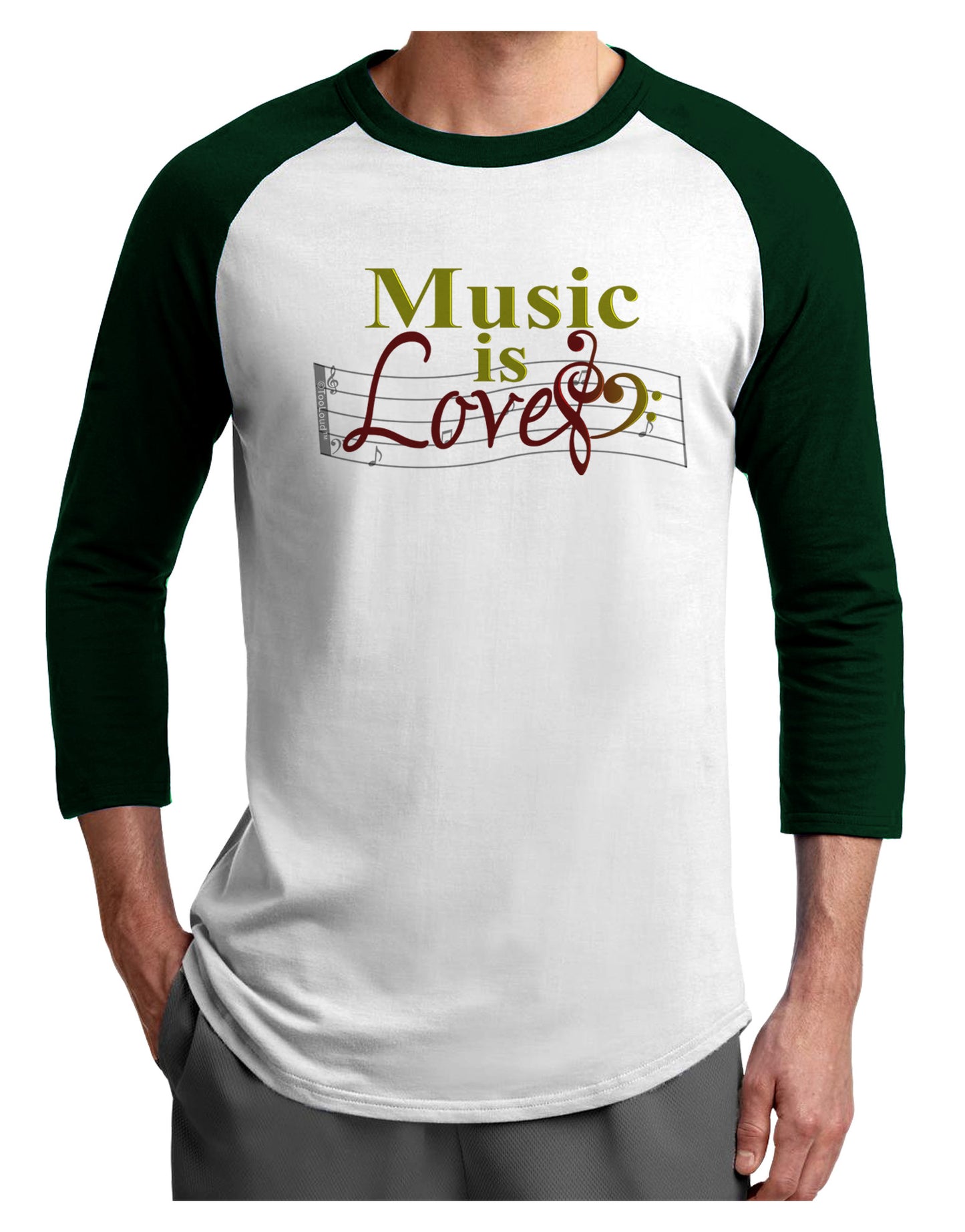 Music Is Love Adult Raglan Shirt-Raglan Shirt-TooLoud-White-Forest-X-Small-Davson Sales