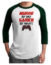 Nurse By Day Gamer By Night Adult Raglan Shirt-TooLoud-White-Forest-X-Small-Davson Sales