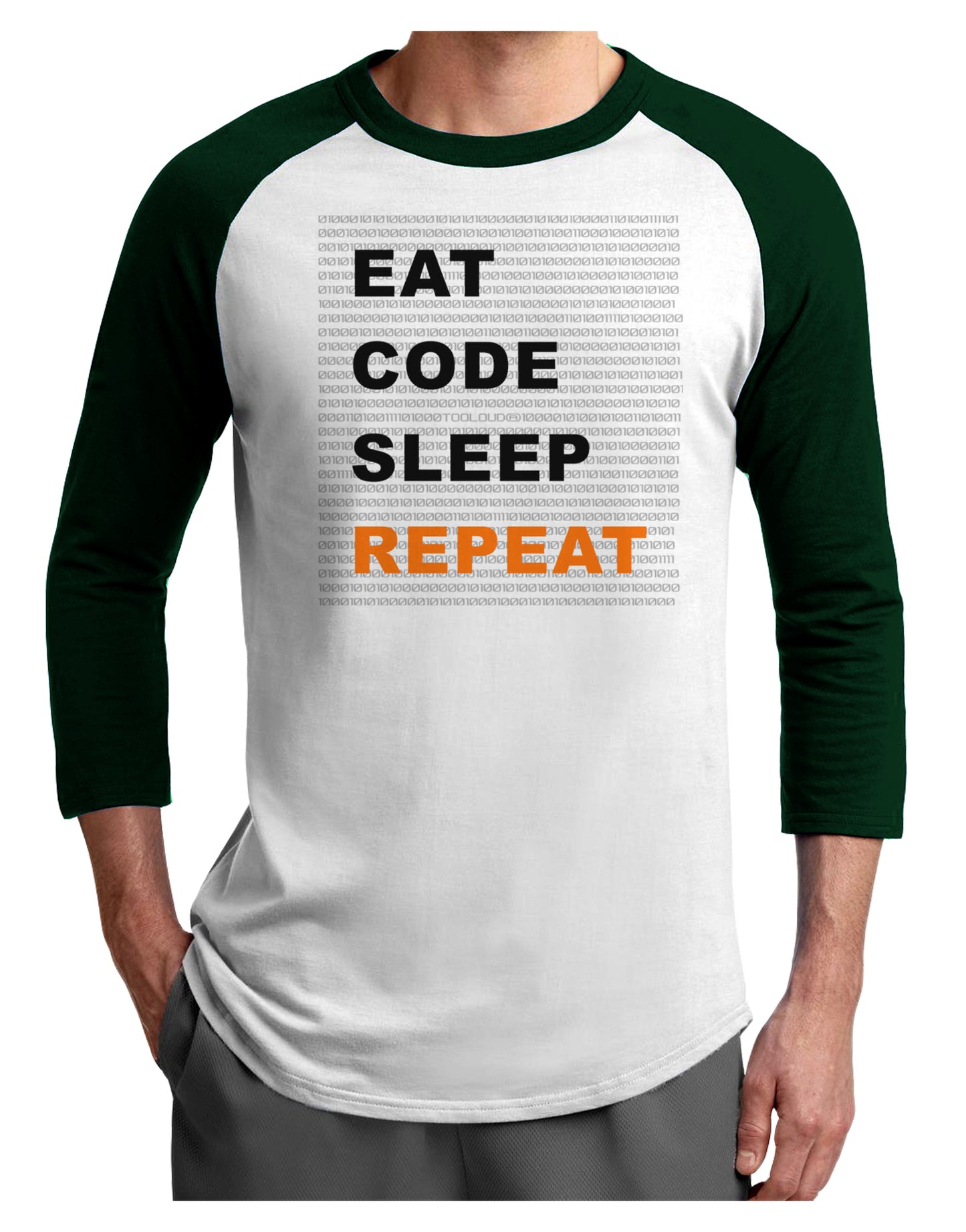 Eat Sleep Code Repeat Adult Raglan Shirt by TooLoud-TooLoud-White-Forest-X-Small-Davson Sales
