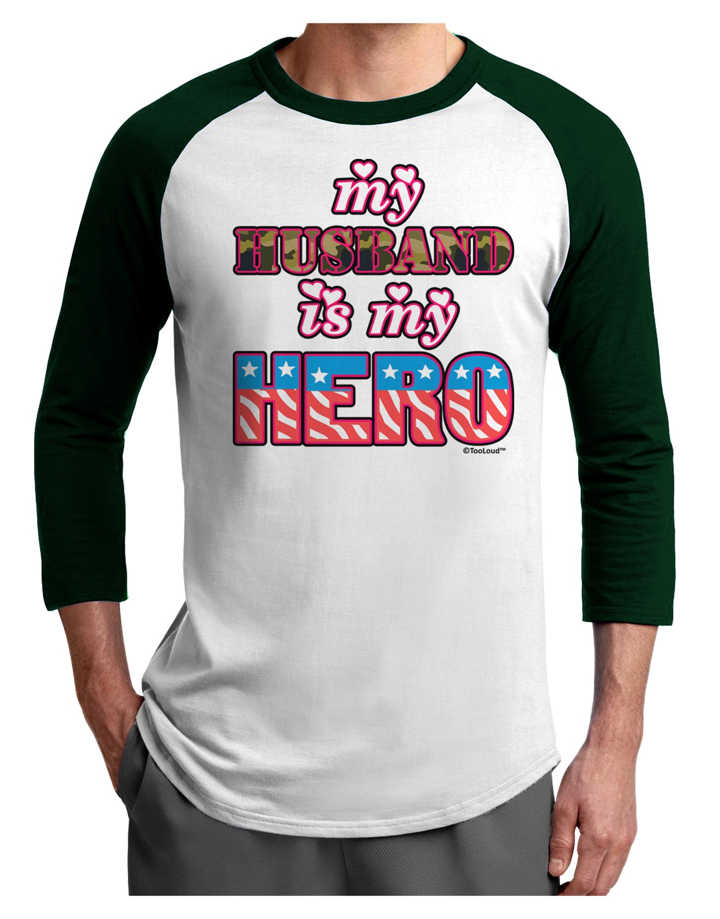 My Husband is My Hero - Armed Forces Adult Raglan Shirt by TooLoud-TooLoud-White-Forest-X-Small-Davson Sales