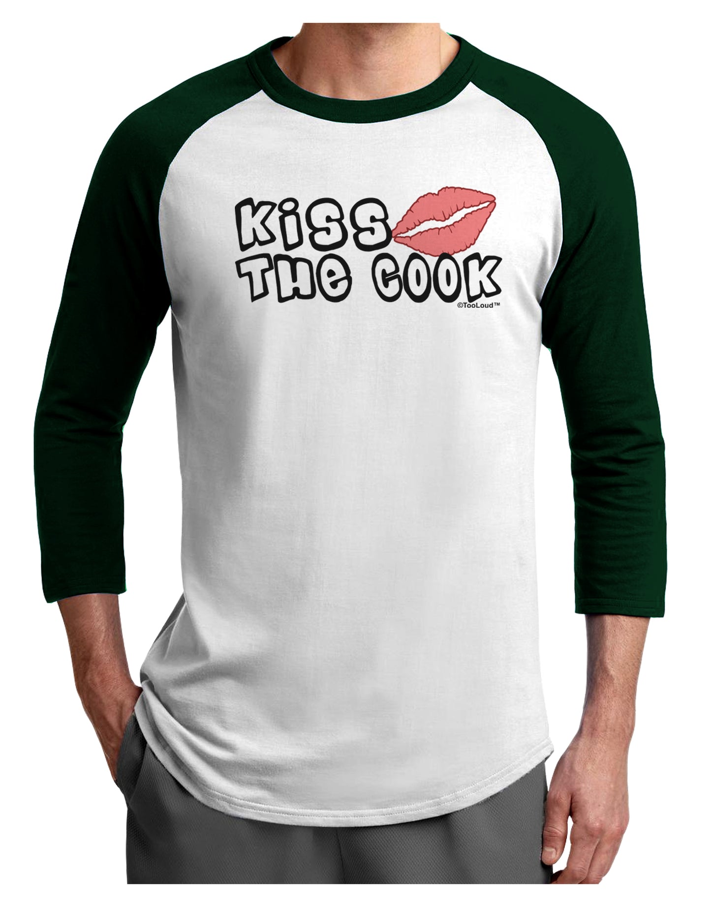Kiss the Cook With Lips Adult Raglan Shirt by TooLoud-TooLoud-White-Forest-X-Small-Davson Sales