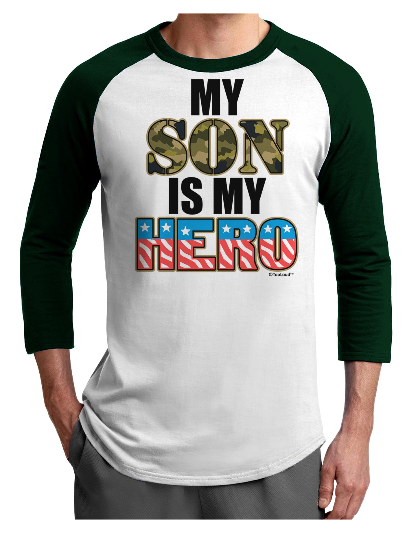 My Son is My Hero - Armed Forces Adult Raglan Shirt by TooLoud-TooLoud-White-Forest-X-Small-Davson Sales