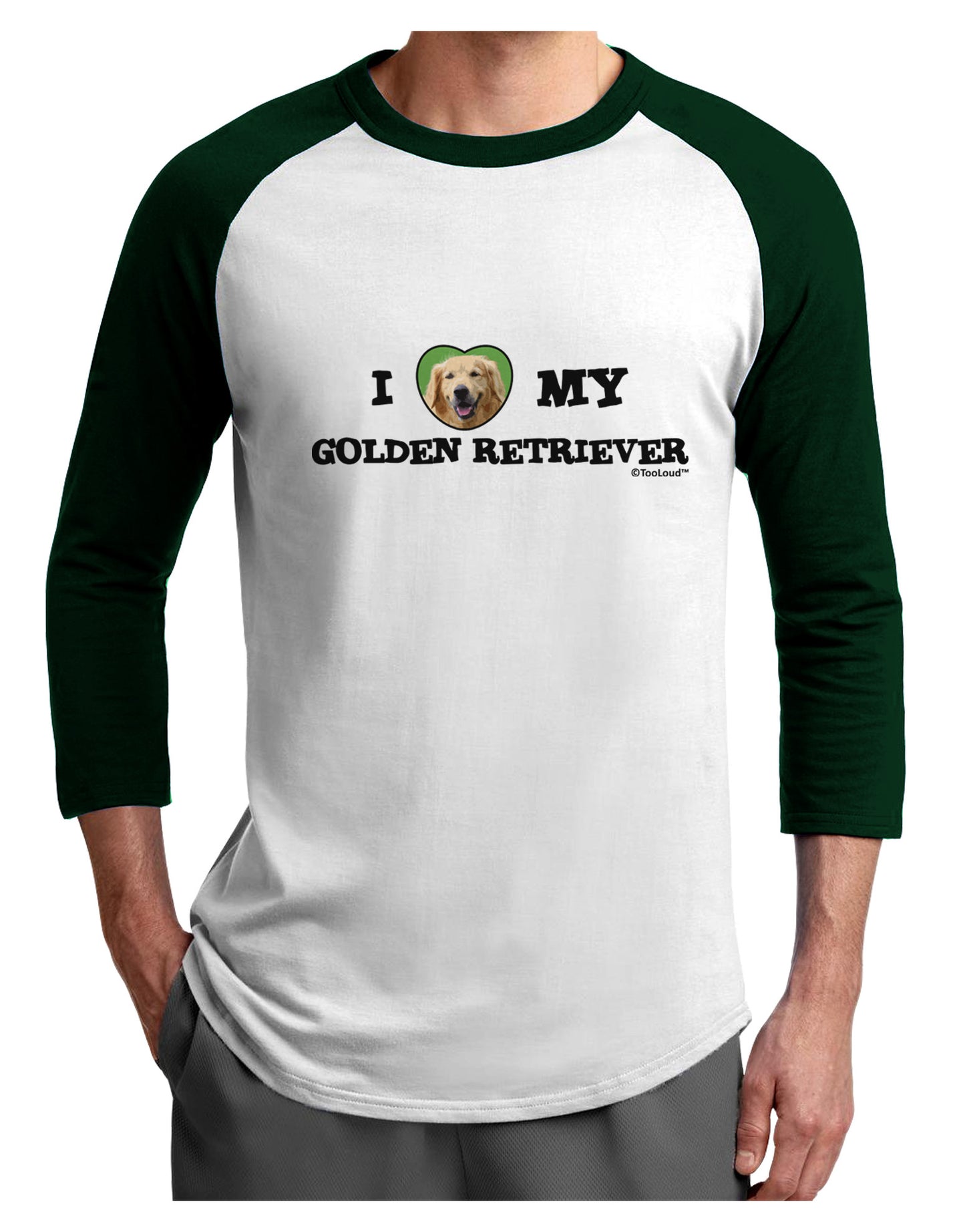 I Heart My Golden Retriever Adult Raglan Shirt-Raglan Shirt-TooLoud-White-Forest-X-Small-Davson Sales