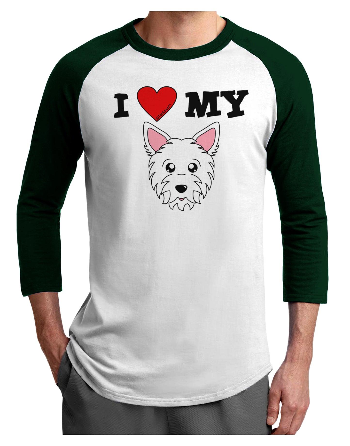 I Heart My - Cute Westie Dog Adult Raglan Shirt by TooLoud-TooLoud-White-Forest-X-Small-Davson Sales