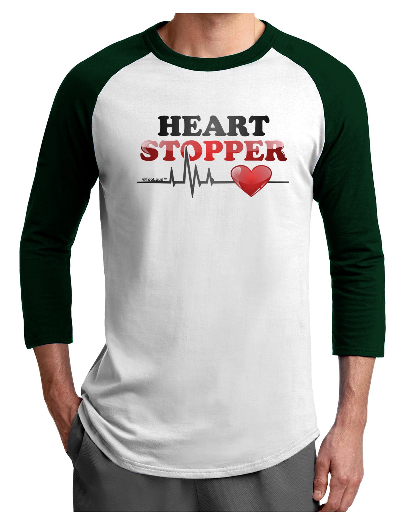 Heart Stopper Adult Raglan Shirt-Raglan Shirt-TooLoud-White-Forest-X-Small-Davson Sales